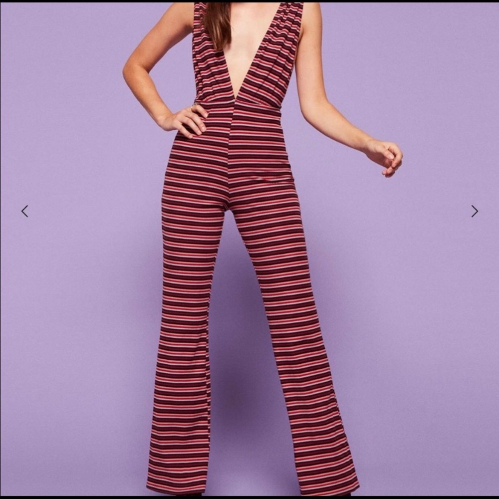 Reformation striped jumpsuit